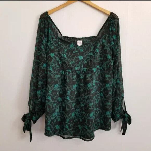 Isabel Maternity by Ingrid & Isabel Green Floral Long Sleeve Blouse – xs - Picture 2 of 9